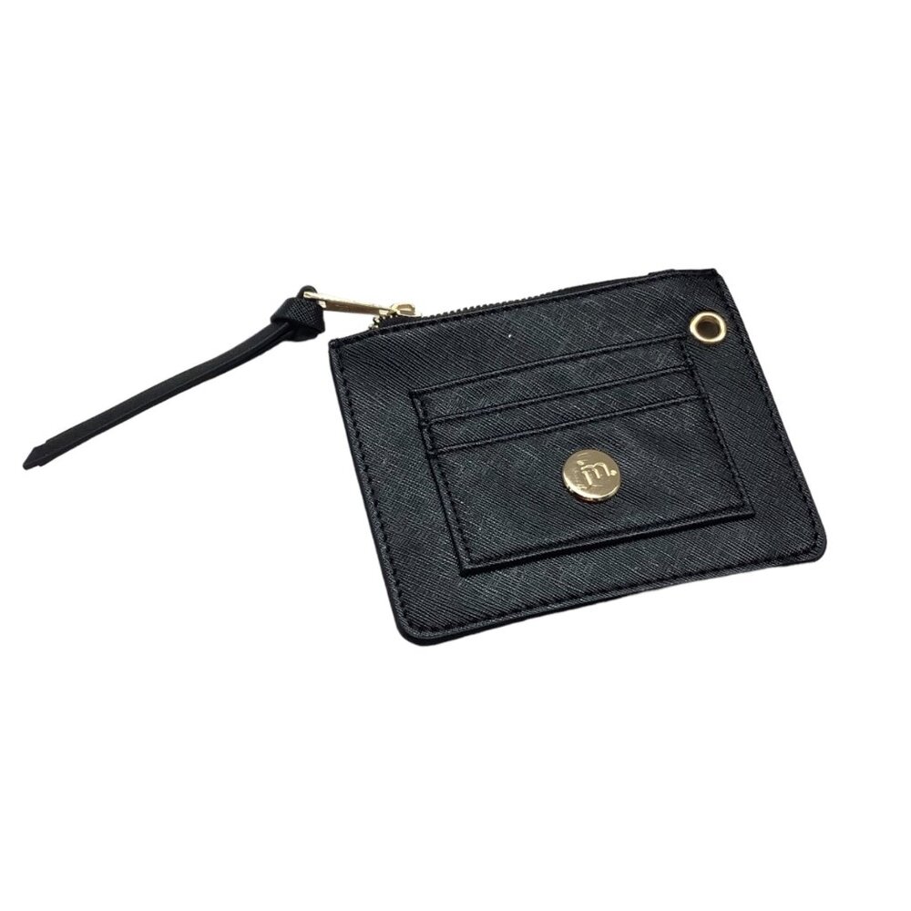Jessica Moore Black Wallet Credit Card Coin Purse Zip Close 6" x‎ 4.5"